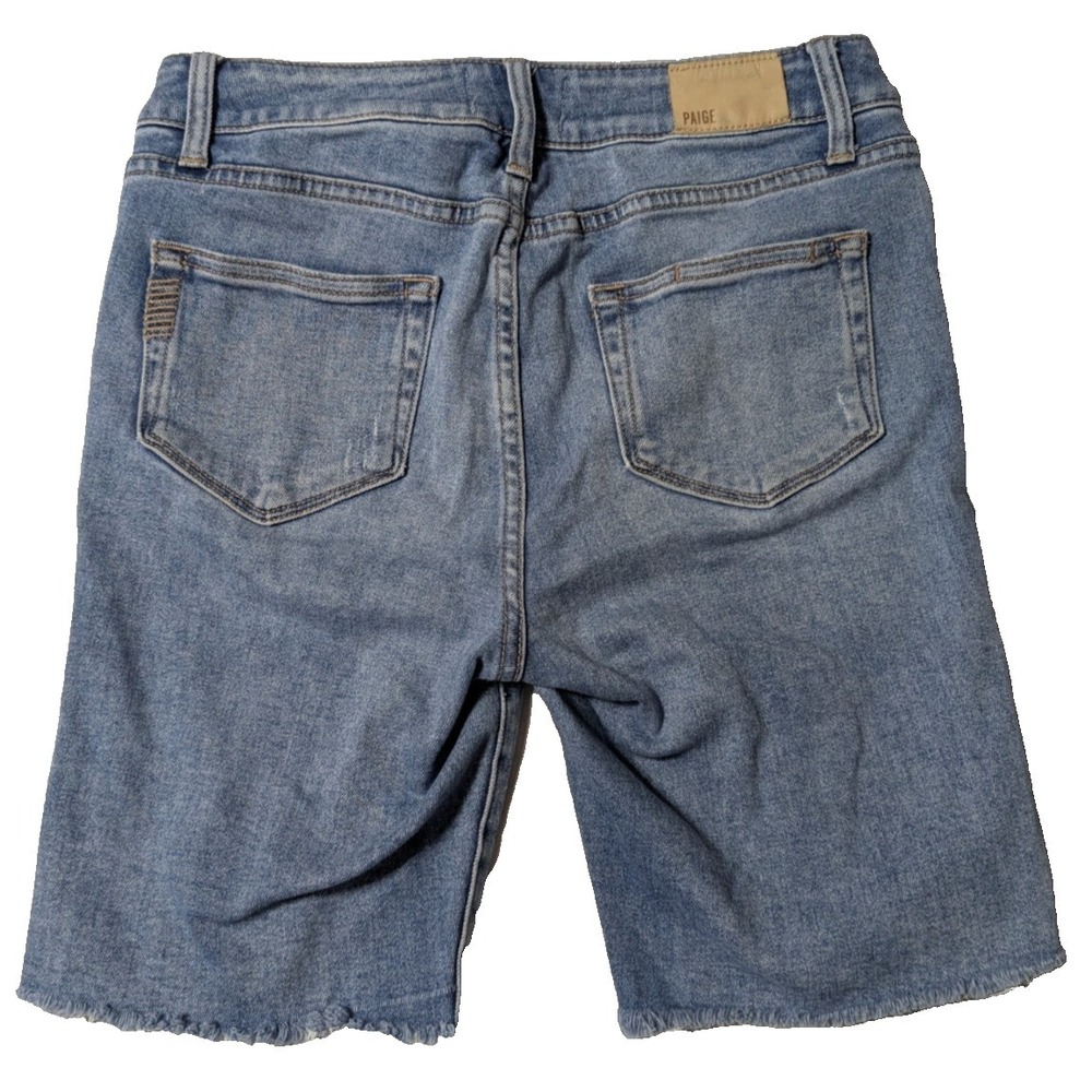 PAIGE JAX KNEE CUT-OFF Women Size 25 Martina‎ Distressed Stretch Denim Shorts